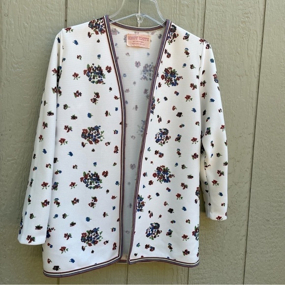 HEDY Knits Of California Cardigan Women's L- XL? Open Front,Floral  polyester - Picture 1 of 8